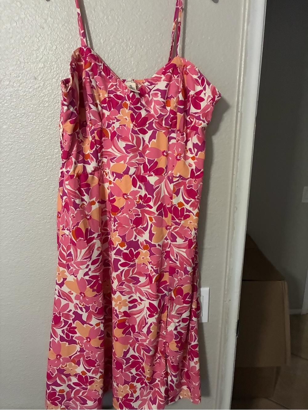 Jessica Simpson Pink & Orange Floral Midi Dress